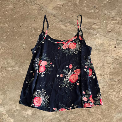 Cotton on Dark Blue Flower Designed Sleeveless Top