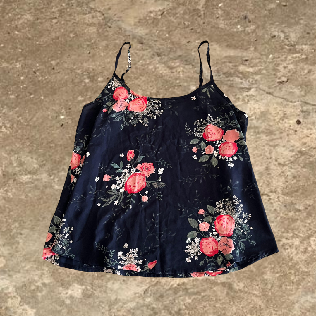 Cotton on Dark Blue Flower Designed Sleeveless Top