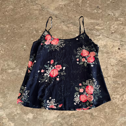 Cotton on Dark Blue Flower Designed Sleeveless Top