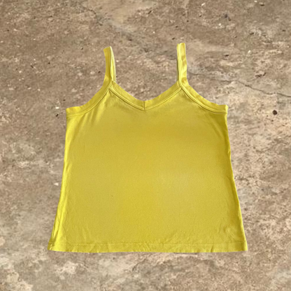 Yellow V neck Sleeveless Women's Top